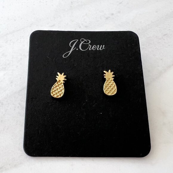 J.Crew Gold Pineapple Stud Earrings - Picture 1 of 8